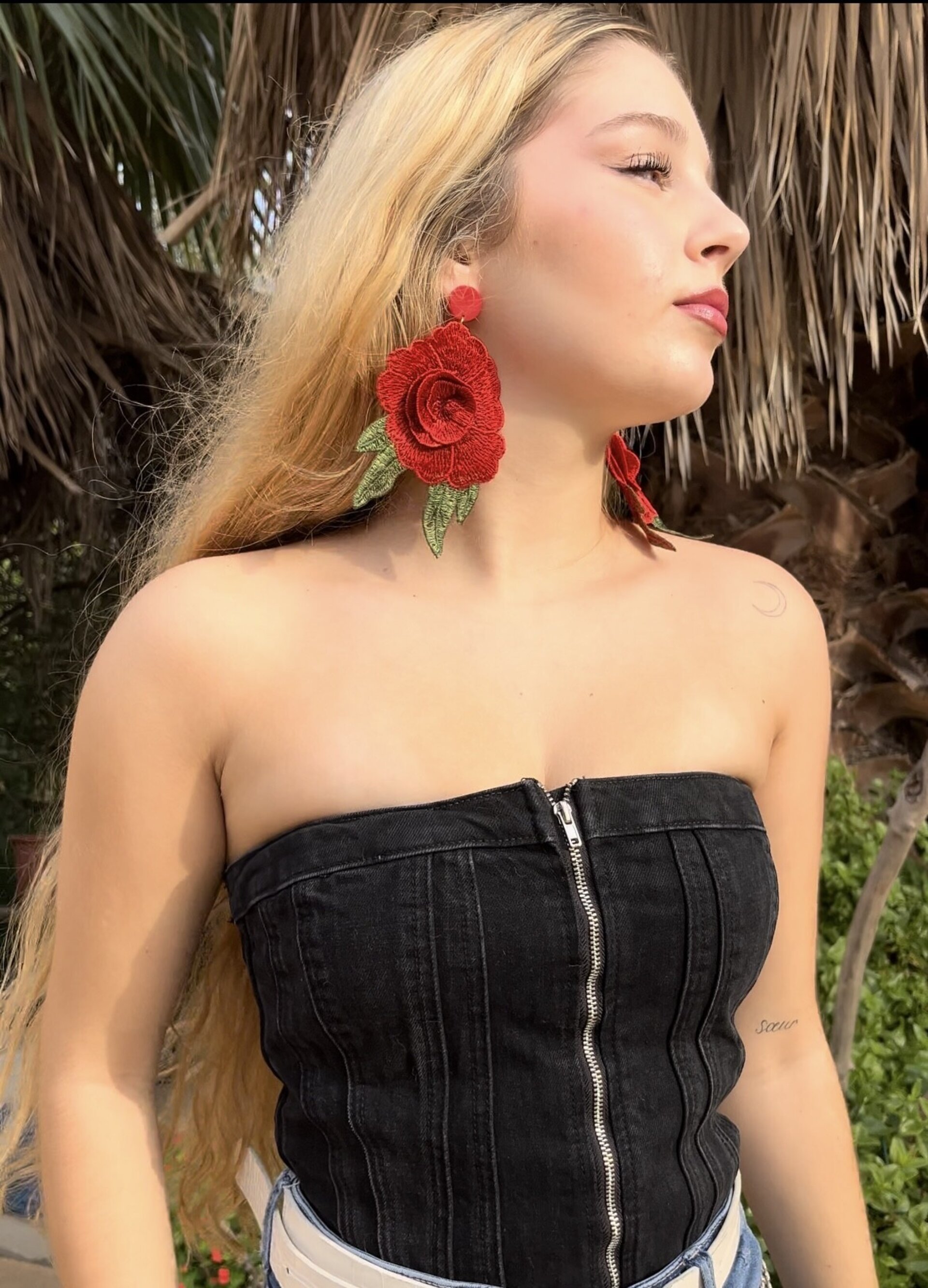 Riñonera vaquera Mini Rosas Rojas - 2