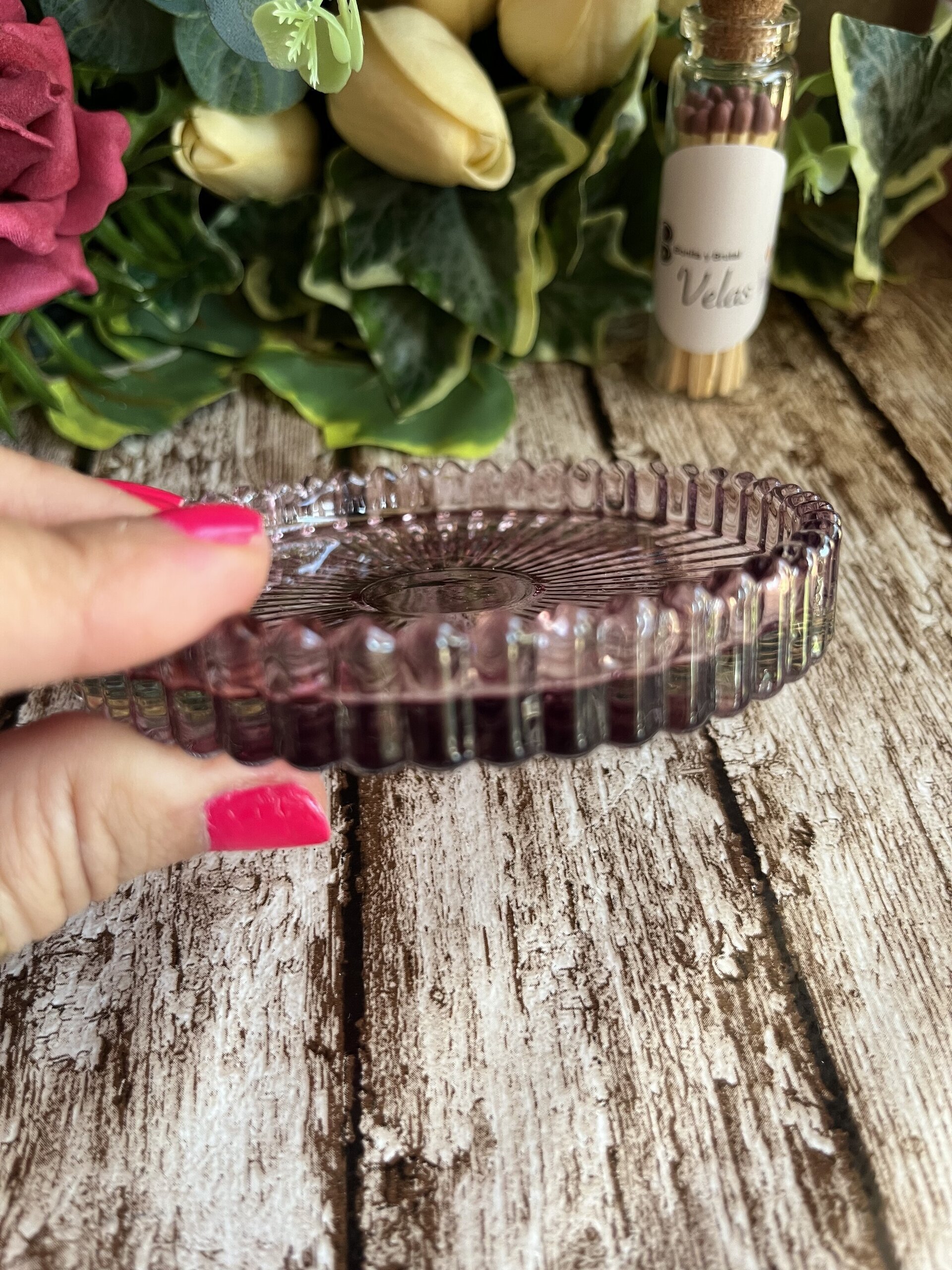 Porta Velas Platito Pink - 2